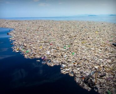 plastic bottles on the oean